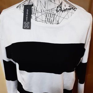cable and gauge black and white sweater size large